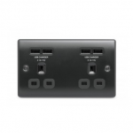 BG - 4USB4.2A 雙位13A不銹鋼插座/蘇底-暗亞黑色 (型號 : NMB24U44B)