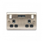 BG - 2USB3.1A 雙位有掣13A不銹鋼插座/蘇底-古黃銅色 (型號 : NAB22U3B)