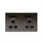 BG - 4USB4.2A雙位平面13A不銹鋼插座/蘇底-光面镍黑色(型號:FBN24U44B)