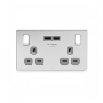 BG - 2USB3.1A雙位有掣平面13A不銹鋼插座/蘇底-光面鉻鋼色 (型號 : FPC22U3G)