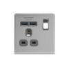 BG – 2USB2.1A單位有掣平面13A不銹鋼插座/蘇底-拉絲鋼色 (型號 : FBS21U2G)