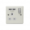 BG – 2USB2.1A 單位有掣13A不銹鋼插座/蘇底-奶油米色 (型號 : NCR21UW)