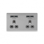 BG - 4USB4.2A 雙位平面13A不銹鋼插座/蘇底-拉絲鋼色 (型號 : FBS24U44G)