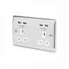 BG – 4USB4.2A 雙位13A不銹鋼插座/蘇底-光面鉻鋼色 (型號 : NPC24U44W)