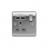 BG – 2USB2.1A 單位有掣13A插座/蘇底-拉絲鋼色 (型號 : NBS21UG)