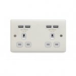 BG - 4USB4.2A 雙位13A不銹鋼插座/蘇底-奶油米色 (型號 : NCR24U44W)