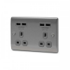 BG – 4USB4.2A 雙位13A不銹鋼插座/蘇底-拉絲鋼色 (型號 : NBS24U44G)