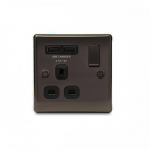 BG - 2USB2.1A 單位有掣13A不銹鋼插座/蘇底-光面镍黑色 (型號 : NBN21U2B)