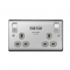 BG – 2USB2.1A 雙位有掣13A插座/蘇底-拉絲鋼色 (型號 : NBS22UG)