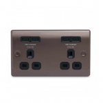 BG - 4USB4.2A 雙位有掣13A不銹鋼插座/蘇底-光面镍黑色 (型號 : NBN24U44B)