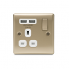 BG – 2USB2.1A 單位有掣13A不銹鋼插座/蘇底-珍珠鎳金色 (型號 : NPR21U2W)