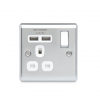 BG – 2USB2.1A 單位有掣13A不銹鋼插座/蘇底-光面鉻鋼色 (型號 : NPC21U2W)