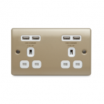 BG - 4USB4.2A 雙位13A不銹鋼插座/蘇底-珍珠鎳金色 (型號 : NPR24U44W)