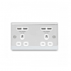 BG – 4USB4.2A 雙位13A不銹鋼插座/蘇底-光面鉻鋼色 (型號 : NPC24U44W)