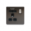 BG – 2USB2.1A 單位有掣13A不銹鋼插座/蘇底-光面镍黑色 (型號 : FBN21U2B)