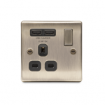 BG - 2USB2.1A 單位有掣13A不銹鋼插座/蘇底-古黃銅色 (型號 : NAB21U2B)