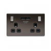 BG – 2USB3.1A雙位有掣平面13A不銹鋼插座/蘇底-光面镍黑色 (型號 : FBN22U3B)