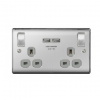 BG – 2USB3.1A雙位有掣13A插座/蘇底-拉絲鋼色/灰插 (型號 : NBS22U3G)