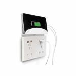 BG - 4USB4.2A雙位有掣有托13A插座/蘇底-白色 (型號 : 922U44/S)