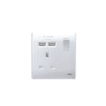 BG - 2USB2.1A單位有掣可換面蓋13A插座/蘇底-銀色  (型號 : PCSL21U2)