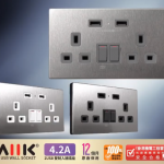 MIIK -  4.2A USB電制插座(不銹鋼系列) AP202AM4-W / AP202AM4-G / AP202AM4-B