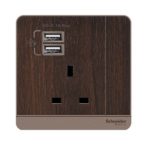 Schneider 施耐德 - 13A單位 插座 連USB 充電插座 E8315USB_WE / E8315USB_WG / E8315USB_WD