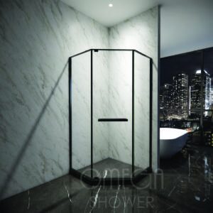 OMEGA – 不銹鋼頂底軸掩門浴屏 (鑽石型) DS-03N
