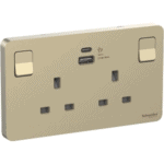 Schneider 施耐德 - 13A兩位 插座 連USB 充電插座 E83T25ACUSB_WG_C5