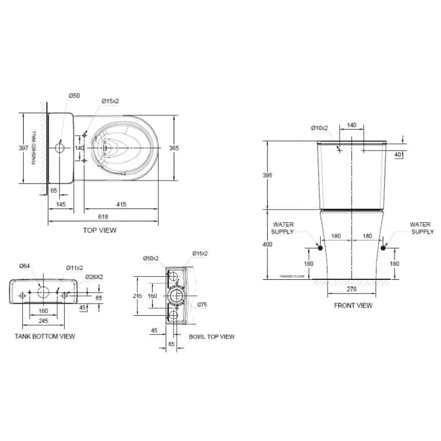 INAX – 雙漩避枕”狐” 分體式座廁連水箱及緩降廁板 (自由咀) IN1098HK-WT-0 | Heron SQ Close Coupled Toilet