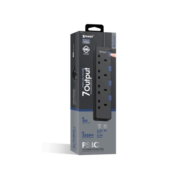 XPower – 7輸出2 USB + 1 Type-C 4頭拖板 PS4C