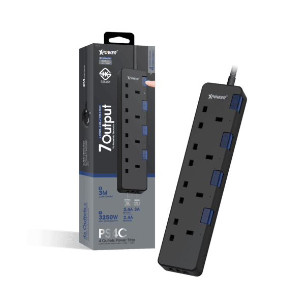 XPower – 7輸出2 USB + 1 Type-C 4頭拖板 PS4C