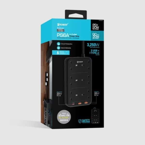 XPower – 2合1 PD 3.0充電6頭拖板 PS6A