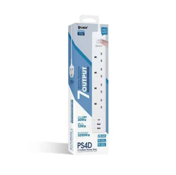 XPower – 7輸出 2 USB + 1 Type-C 4頭拖板 PS4D 白色
