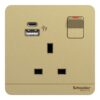 Schneider 施耐德 – 13A 連保護門有掣雙極插座連兩位21W Type A+C USB 充電插座 E8315DACUSB_WE / E8315DACUSB_WG / E8315DACUSB_DG / E8315DACUSB_WD