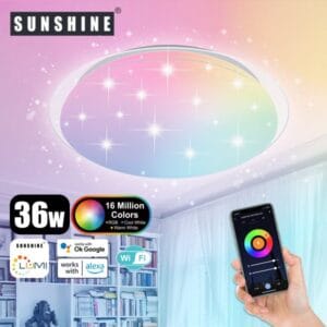 SUNSHINE 陽光照明 – LED WiFi智能吸頂燈 SCLC-36W | RGB彩光, CCT黃白光, Dimmble可調光暗