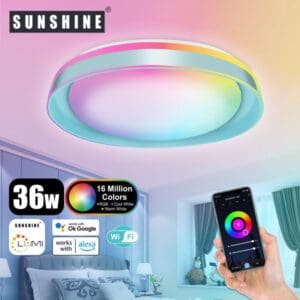 SUNSHINE 陽光照明 – LED WiFi智能吸頂燈 SCLJ-36W | RGB彩光, CCT黃白光, Dimmble可調光暗