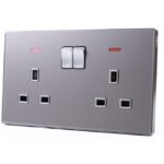 UTEN - 6M膚感 13A兩位連保護門有掣插座