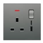 UTEN - 6M膚感 13A單位連保護門有掣插座 (連USB+TYPE C)