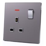 UTEN - 6M膚感 13A單位連保護門有掣插座連LED指示燈