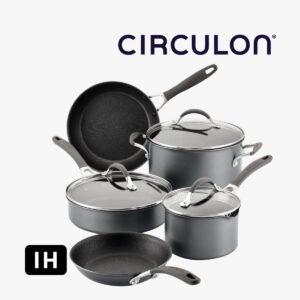 CIRCULON – 易潔鍋具8件裝(16CM/1.8L 易潔有蓋單柄鍋 + 21.5CM易潔煎鍋 + 25.4CM易潔煎鍋 + 24CM/2.8L易潔有蓋深煎鍋 + 24CM/5.6L易潔有蓋湯鍋)